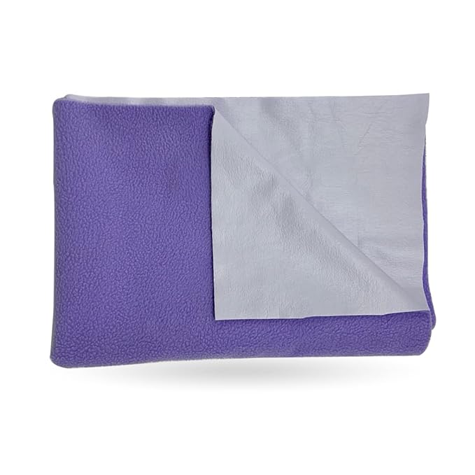 Kridlo Instadry Anti-Piling Fleece Quick-Dry Cot Sheet for Newborns | Reusable Waterproof Mattress Protector | Extra Absorbent Bed & Mattress Protector | Large 100 x 80 cm | Pack of 1 (Purple)
